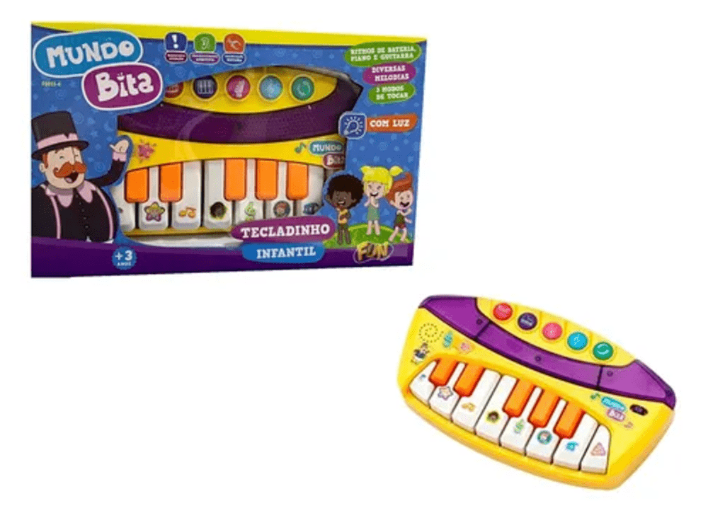 Pianinho Infantil Fun Musical E Percussão Mundo Bita